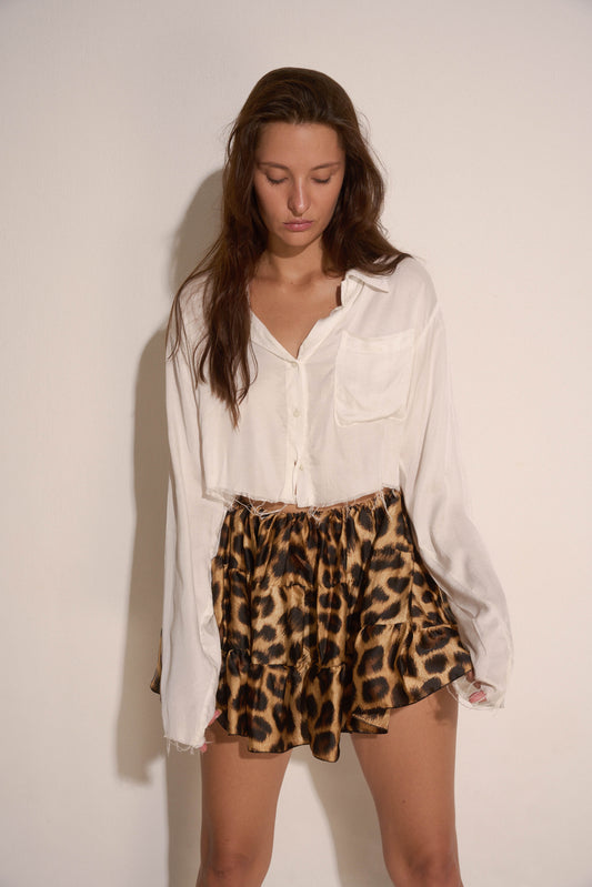 Leopard silk skirt