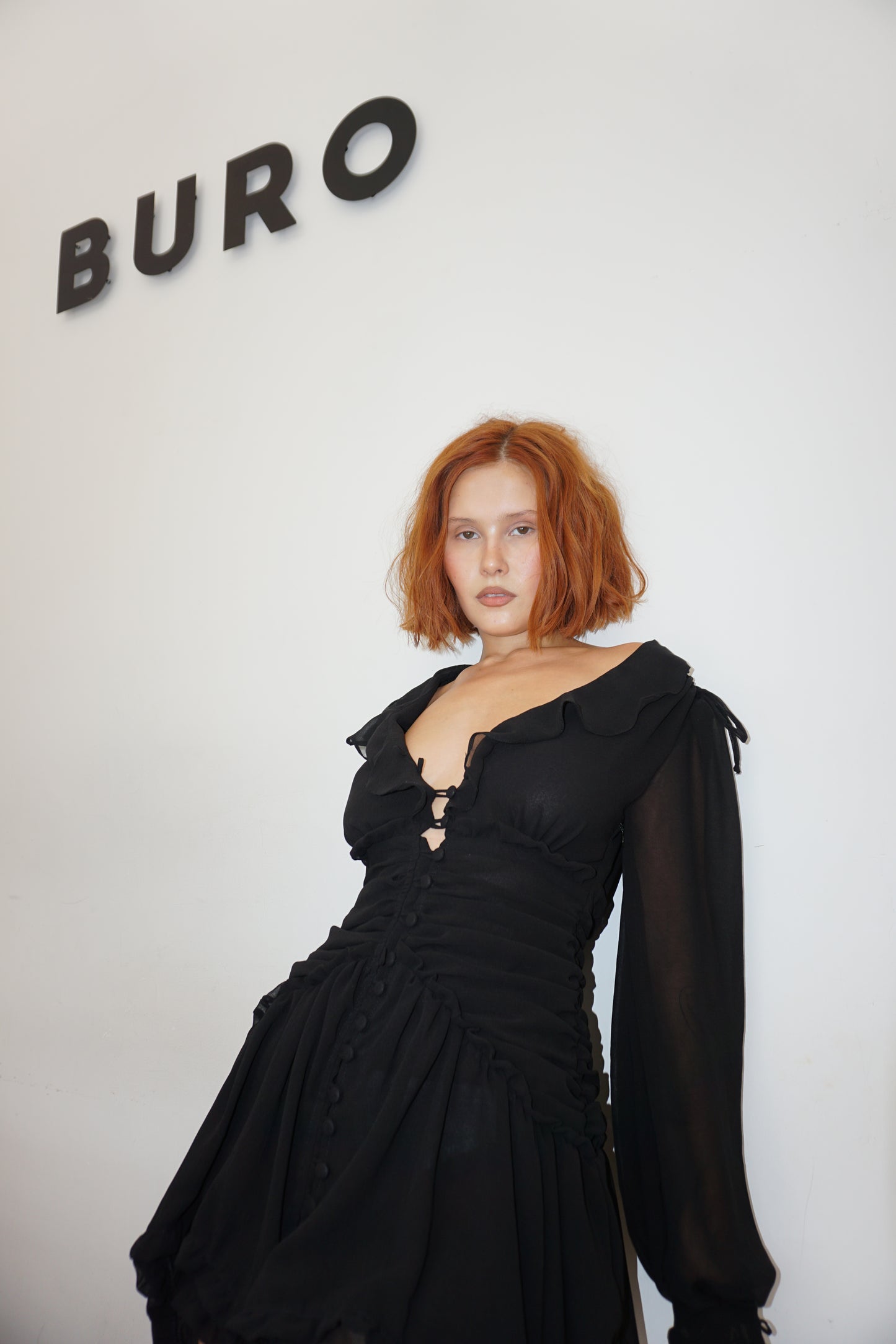 Black Ruffled Chiffon dress