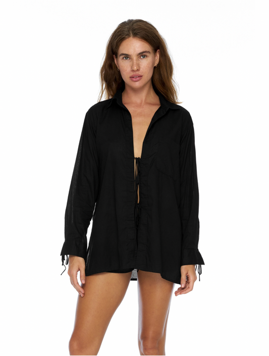 String Blouse / Black organic cotton