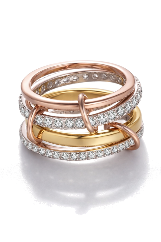 Snake Stackable Set 925 Silver Mixed 18k Gold Plated Statement Ring